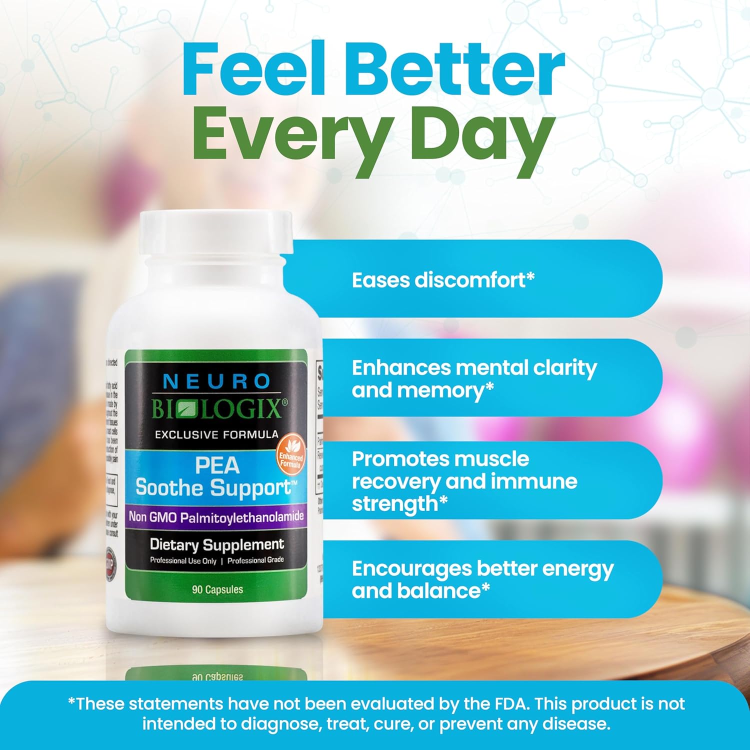 PEA Soothe Support Natural Relief Formula with Resveratrol - Promotes Nerve Function & Energy Balance