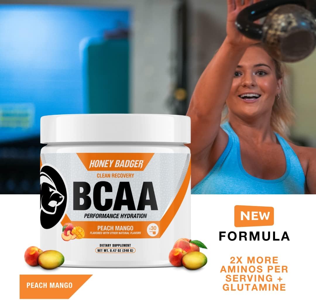 Peach Mango BCAA + EAA Amino Acids Powder for Hydration & Muscle Recovery
