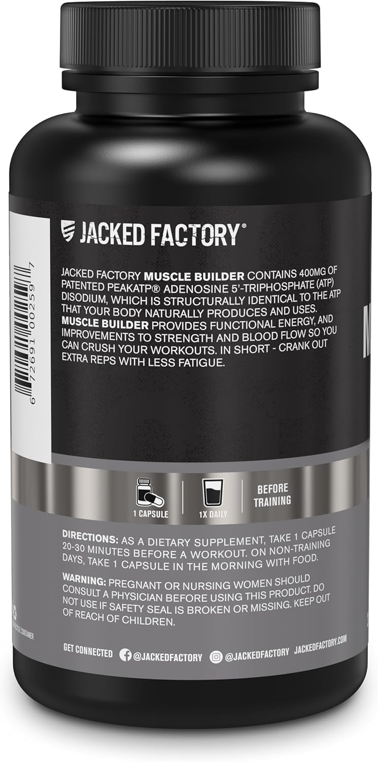 Peak ATP Muscle Builder Capsules for Men - Enhance Muscle Gain, Boost Athletic Performance & Strength - 30 Count