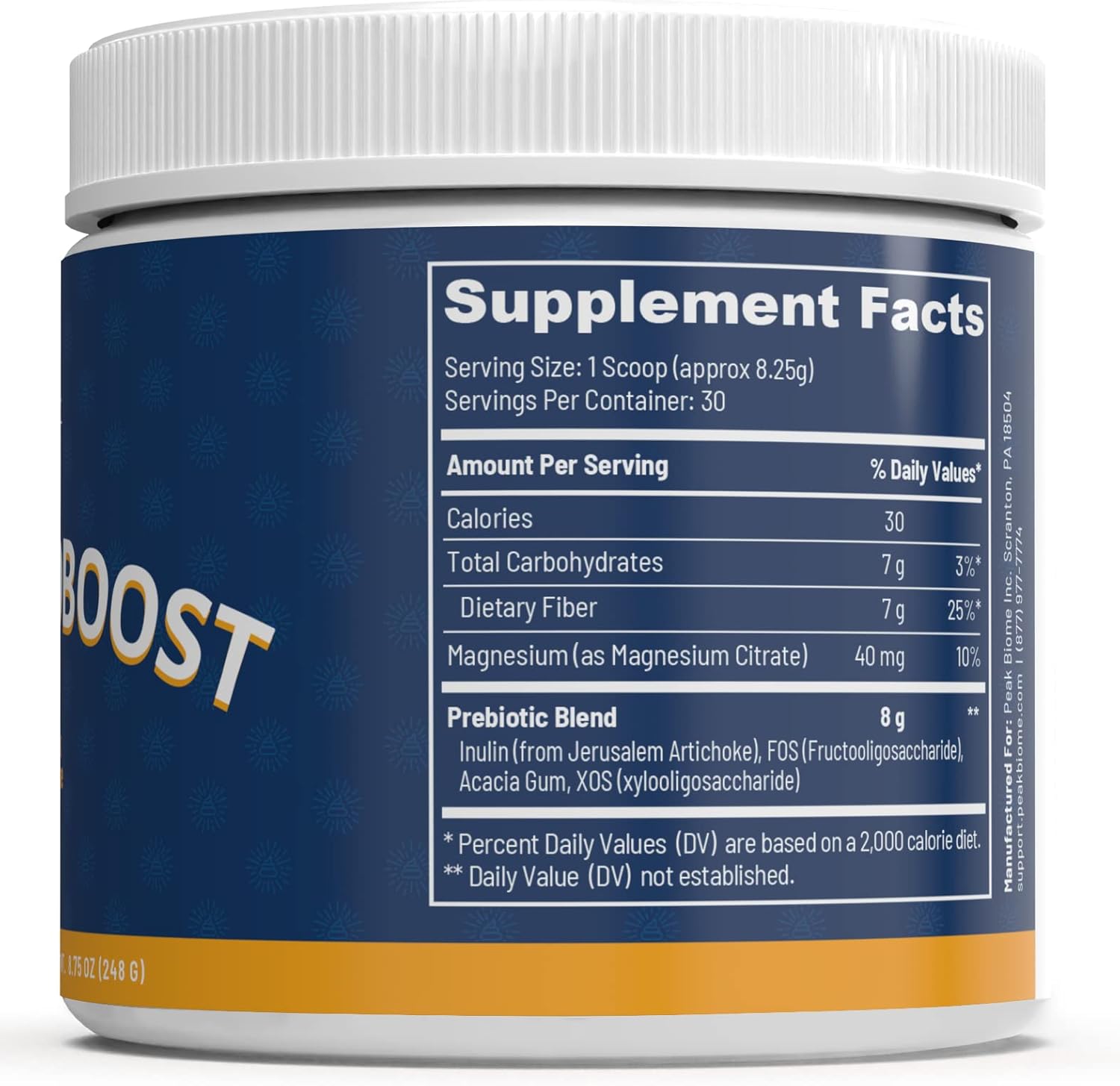 Peak Biome Peak BioBoost - Flavorless Prebiotic Fiber Powder for Digestive Health - Gluten, Soy, Dairy Free - 1 Month Supply