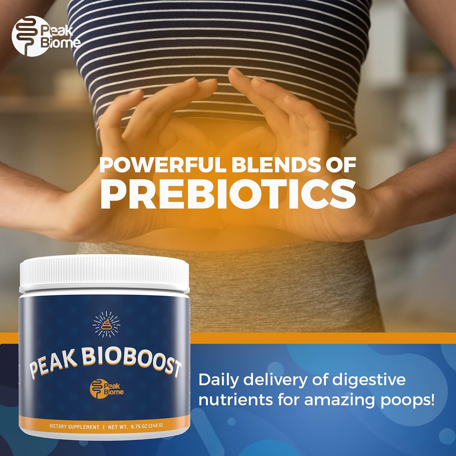 Peak Biome Peak BioBoost - Flavorless Prebiotic Fiber Powder for Digestive Health - Gluten, Soy, Dairy Free - 1 Month Supply