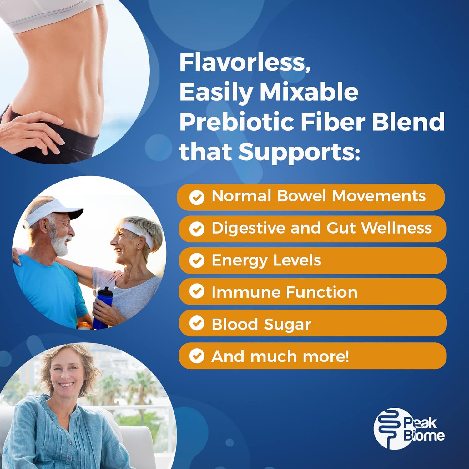Peak Biome Peak BioBoost - Flavorless Prebiotic Fiber Powder for Digestive Health - Gluten, Soy, Dairy Free - 1 Month Supply