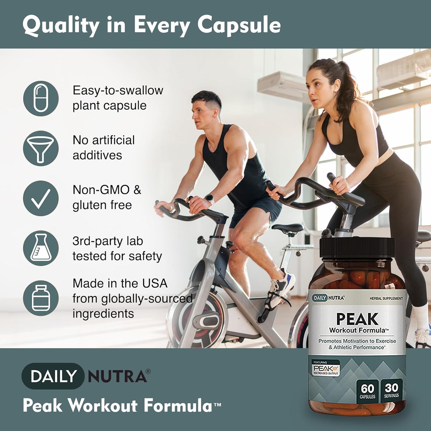 Peak Performance Pre-Workout and Recovery Supplement - Boost Exercise Output with ATP, Boswellia, Ashwagandha, Green Tea Extract & Piperine | 60 Capsules