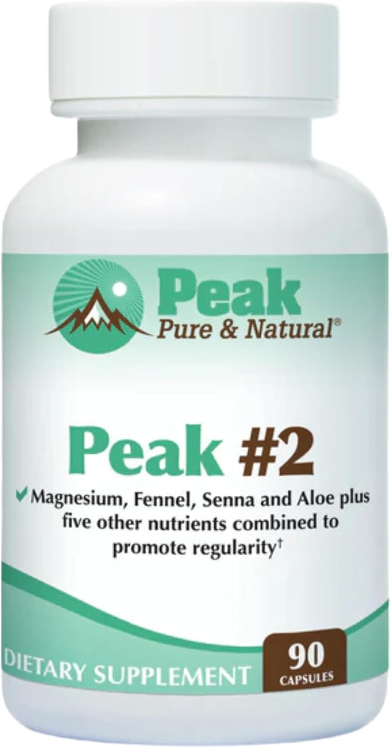 Peak Pure & Natural Bowel Movement Supplement with Magnesium, Fennel, Senna, Aloe - Promotes Digestive Support and Regularity - 90 Capsules
