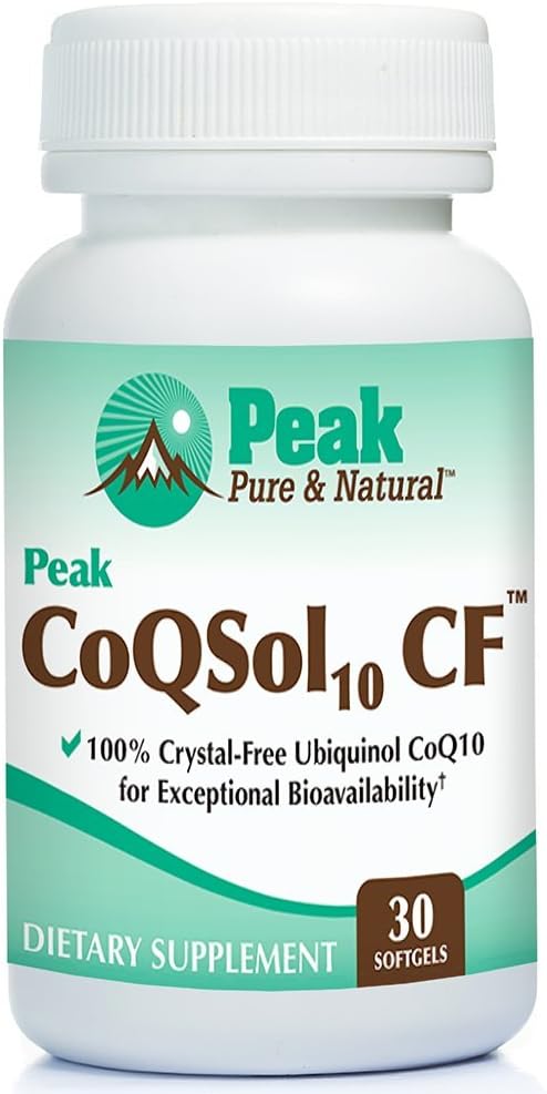Peak Pure & Natural CoQSol10 CF - Crystal-Free Ubiquinol CoQ10 Softgels - Enhanced Bioavailability for Energy, Immunity, Brain & Heart Health - 30 Count