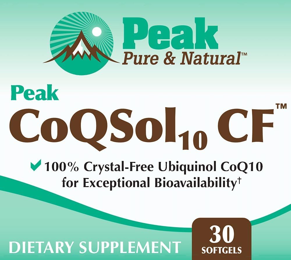 Peak Pure & Natural CoQSol10 CF - Crystal-Free Ubiquinol CoQ10 Softgels - Enhanced Bioavailability for Energy, Immunity, Brain & Heart Health - 30 Count