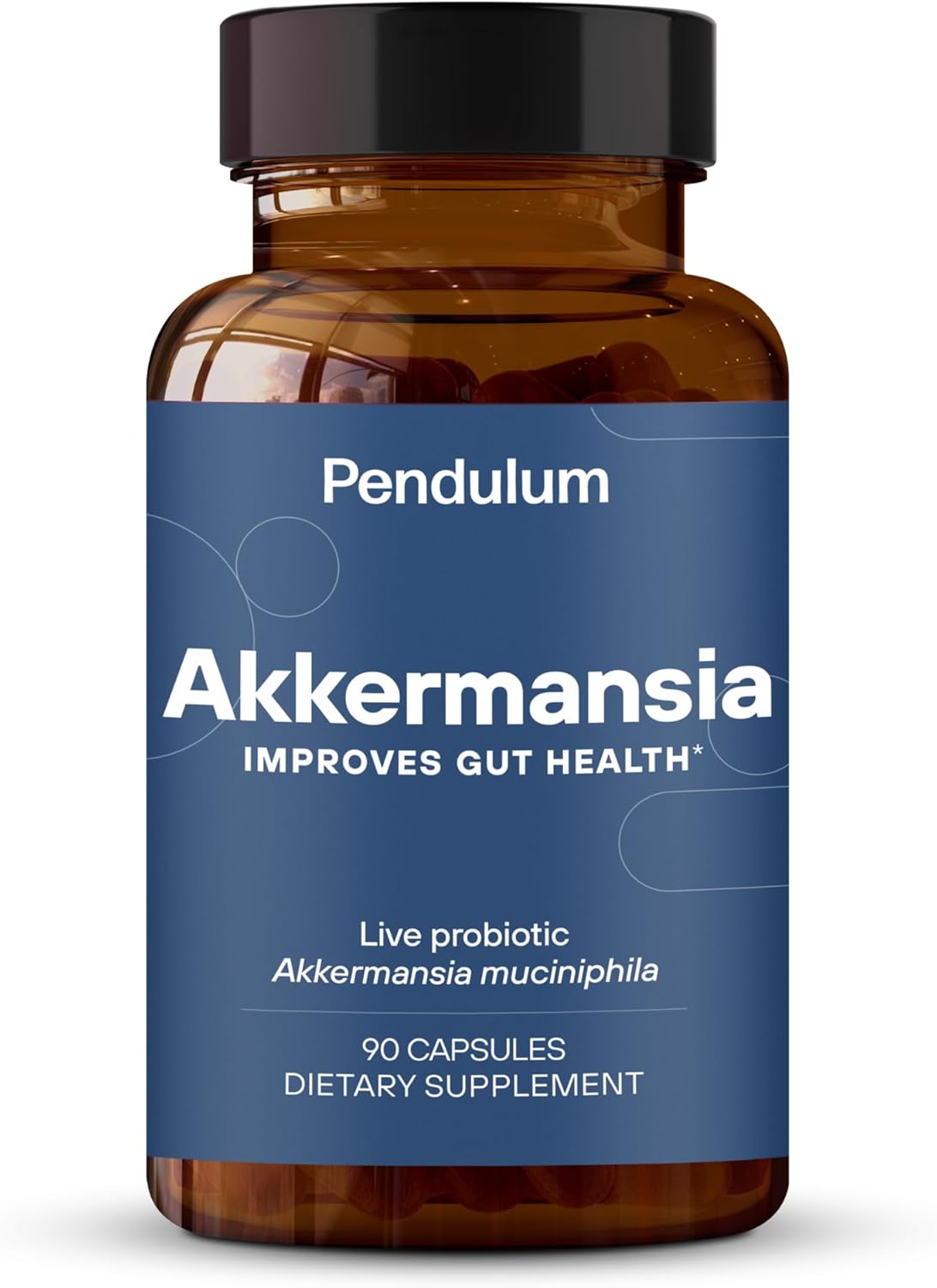 Pendulum Akkermansia Probiotic Capsules with Prebiotic Fiber - Third-Party Tested, 100M AFU Live Strain for Gut Health & GLP-1 Support - 90 Delayed Release Capsules for Men & Women