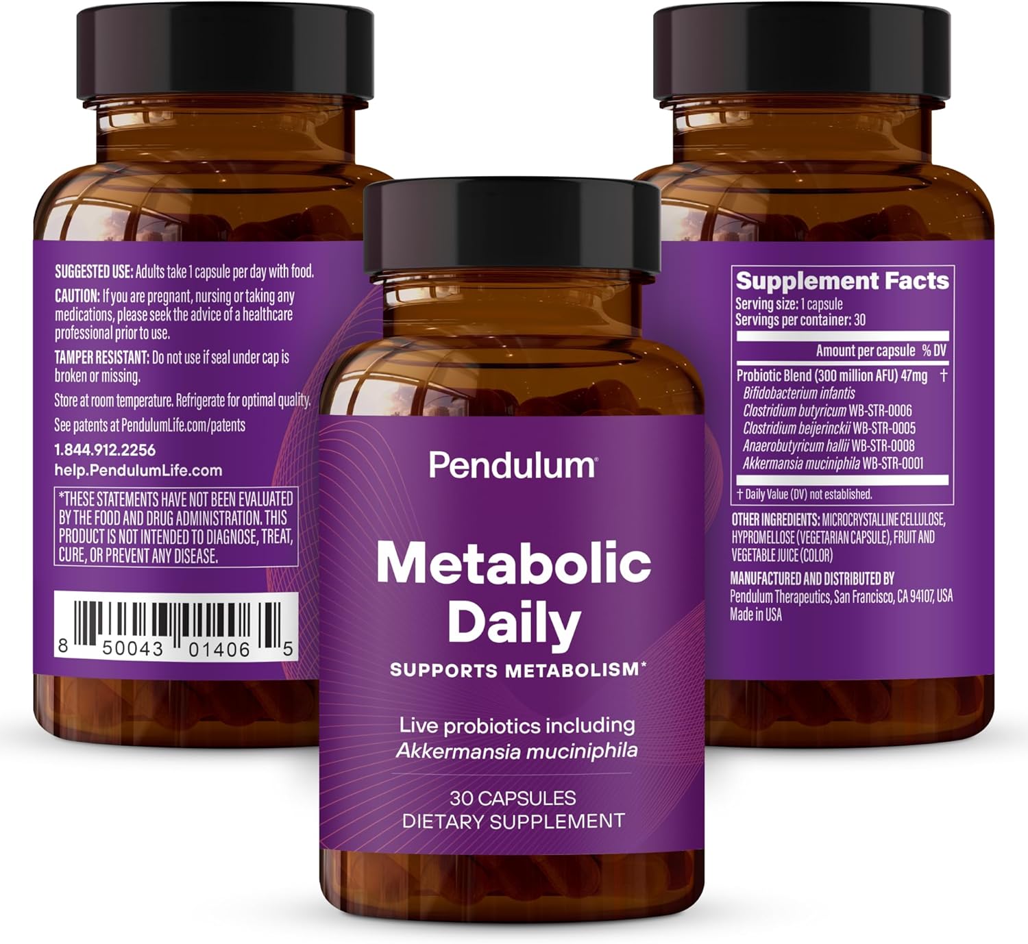 Pendulum Metabolic Daily Probiotic - Supports Metabolism and Energy - Women and Men - 30 Capsules