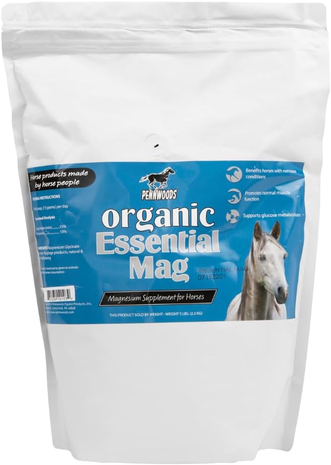 Pennwoods Organic Essential Mag Horse Supplement 5 LB - Magnesium for Horses, Supports Glucose Metabolism, Reduces Stress and Promotes Calmness