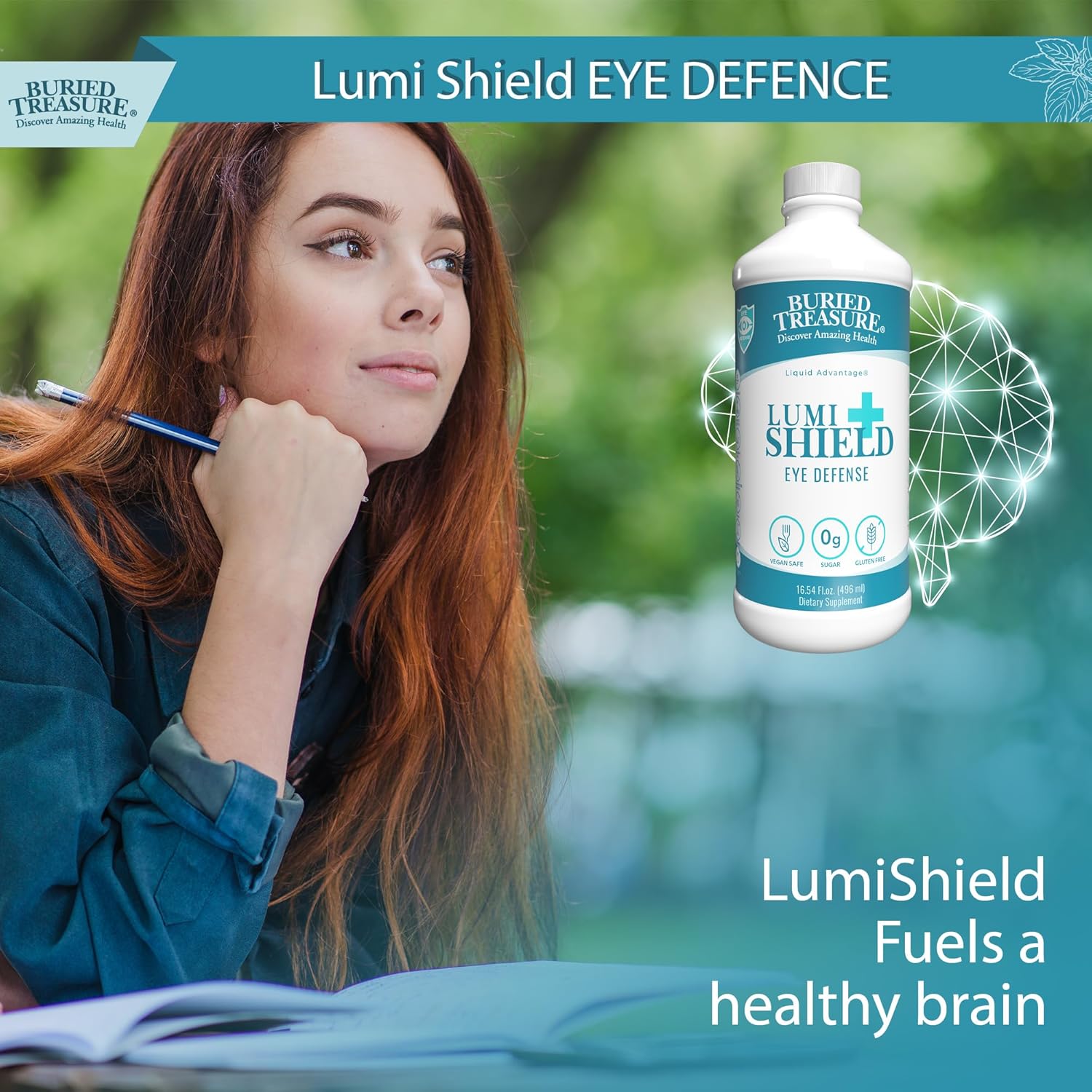 Peppermint Flavored LumiShield Plus Liquid Supplement - 16 oz Bottle for Eye Health Support