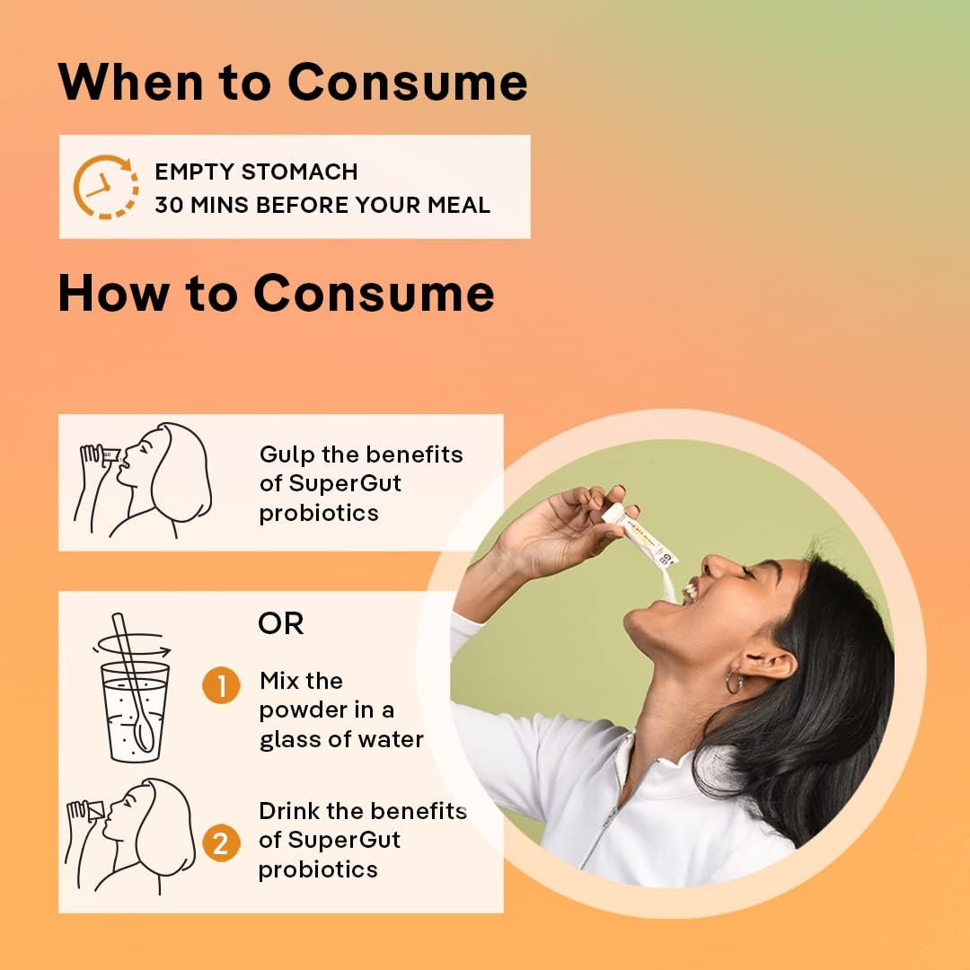 Peppermint & Inulin Synbiotic Fiber Powder for Gut Health - Bloating Relief for Men & Women - Boost Immunity with Prebiotic + Probiotic - 30 Days Pack