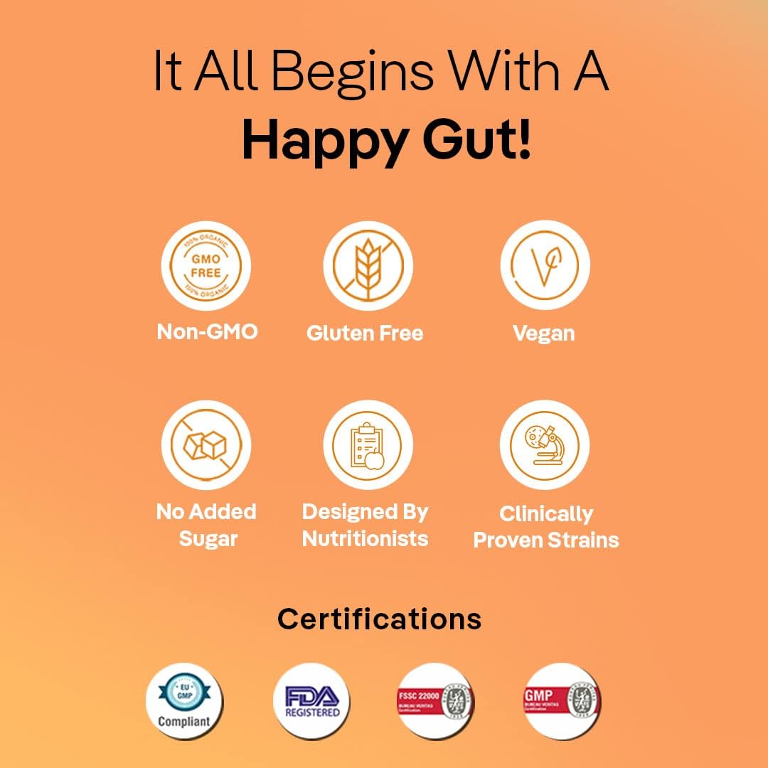 Peppermint & Inulin Synbiotic Fiber Powder for Gut Health - Bloating Relief for Men & Women - Boost Immunity with Prebiotic + Probiotic - 30 Days Pack