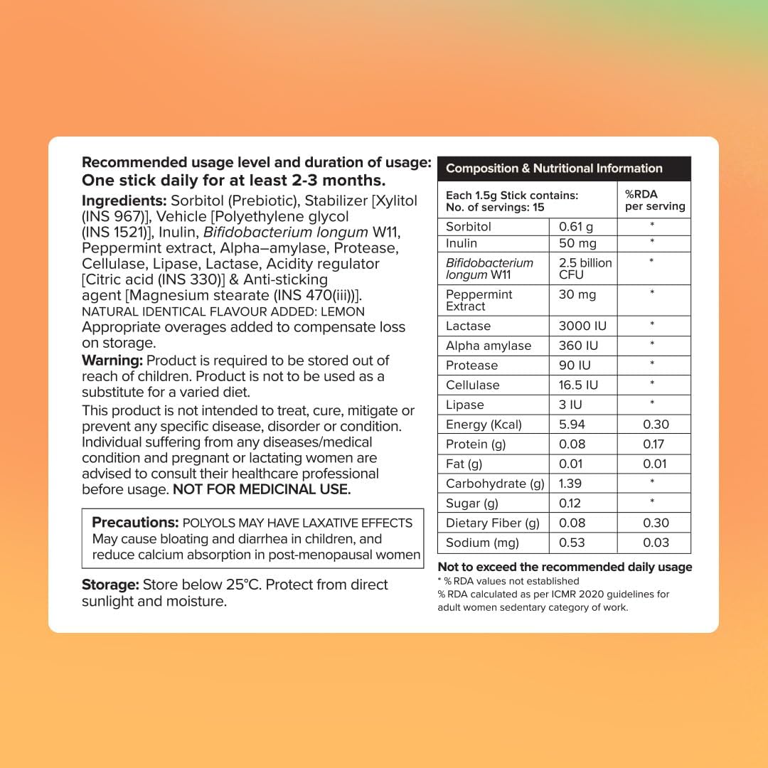 Peppermint & Inulin Synbiotic Fiber Powder for Gut Health - Bloating Relief for Men & Women - Boost Immunity with Prebiotic + Probiotic - 30 Days Pack