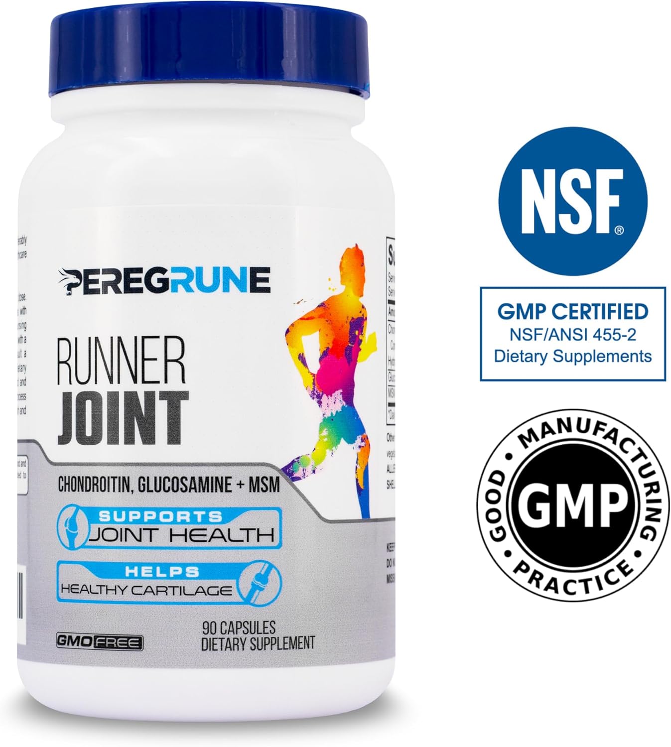Peregrune Joint Support Supplement for Runners - Glucosamine Chondroitin MSM - GMP Certified Running and Athlete Joint Health - 90 Capsules