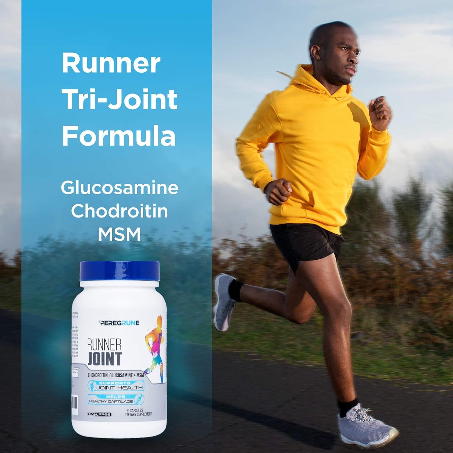 Peregrune Joint Support Supplement for Runners - Glucosamine Chondroitin MSM - GMP Certified Running and Athlete Joint Health - 90 Capsules