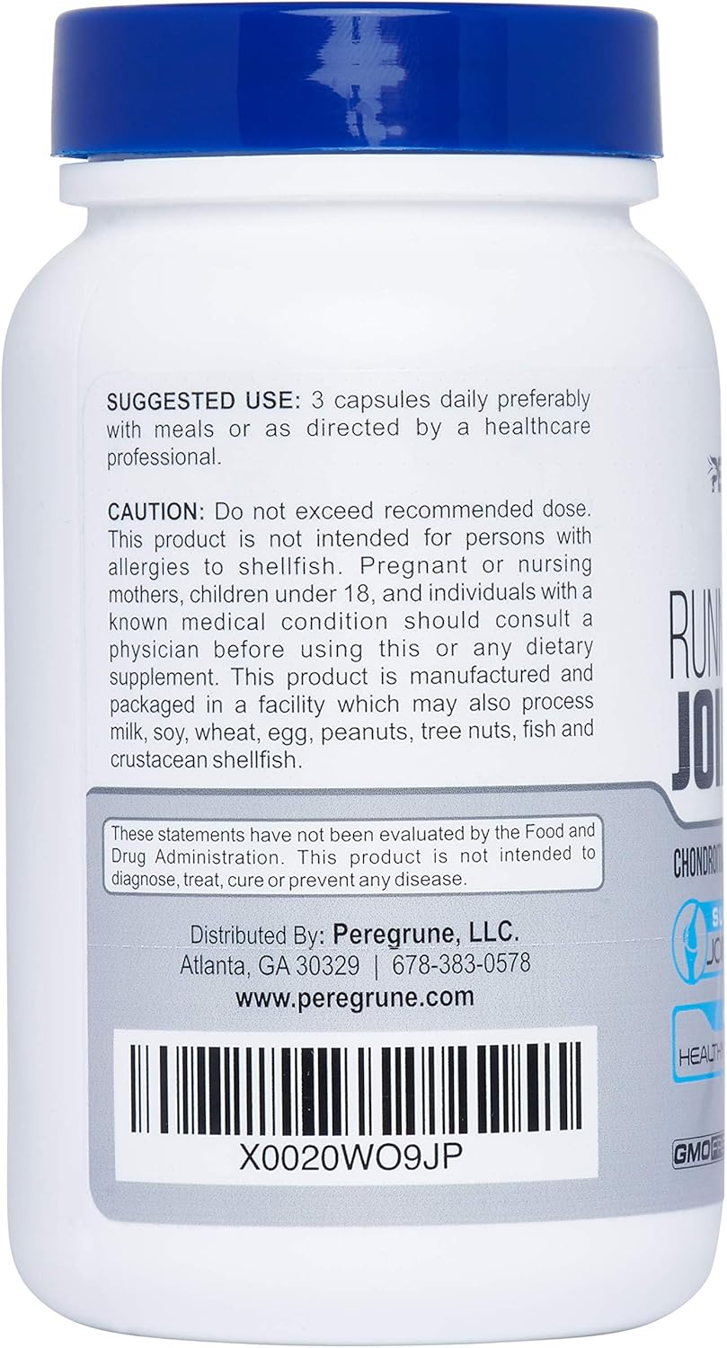 Peregrune Joint Support Supplement for Runners - Glucosamine Chondroitin MSM - GMP Certified Running and Athlete Joint Health - 90 Capsules