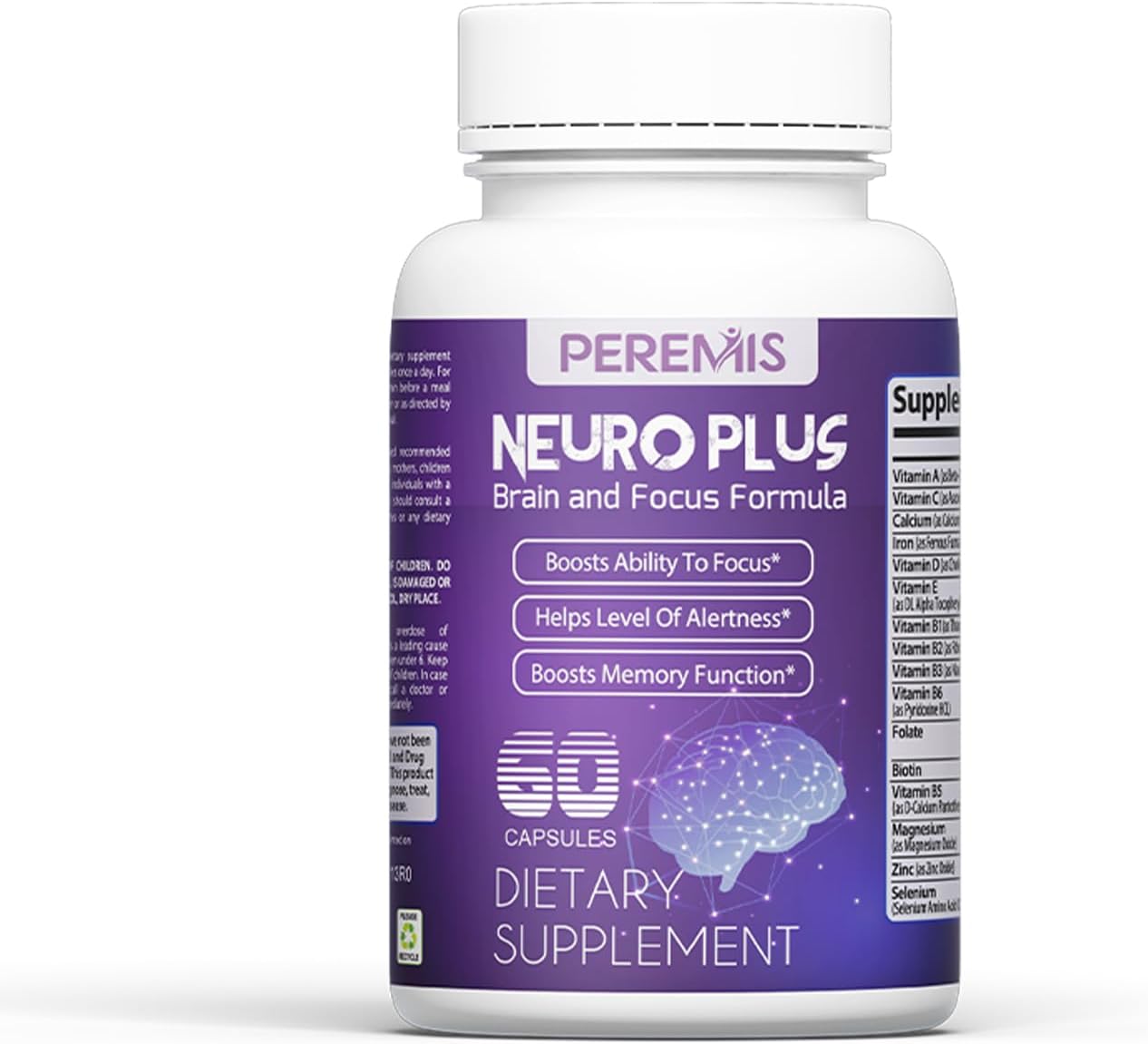 Peremis Nootropic Brain Supplement for Enhanced Memory and Cognitive Function in Men and Women