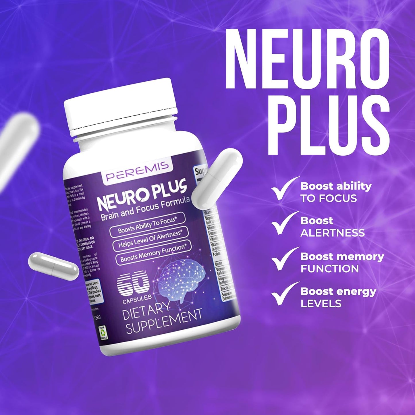 Peremis Nootropic Brain Supplement for Enhanced Memory and Cognitive Function in Men and Women
