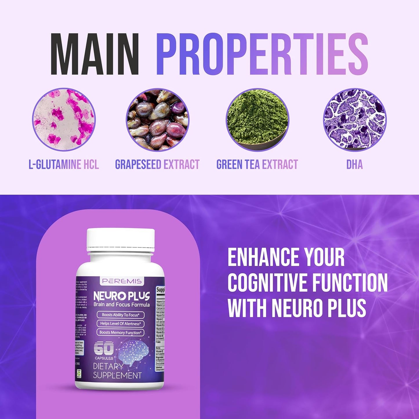 Peremis Nootropic Brain Supplement for Enhanced Memory and Cognitive Function in Men and Women