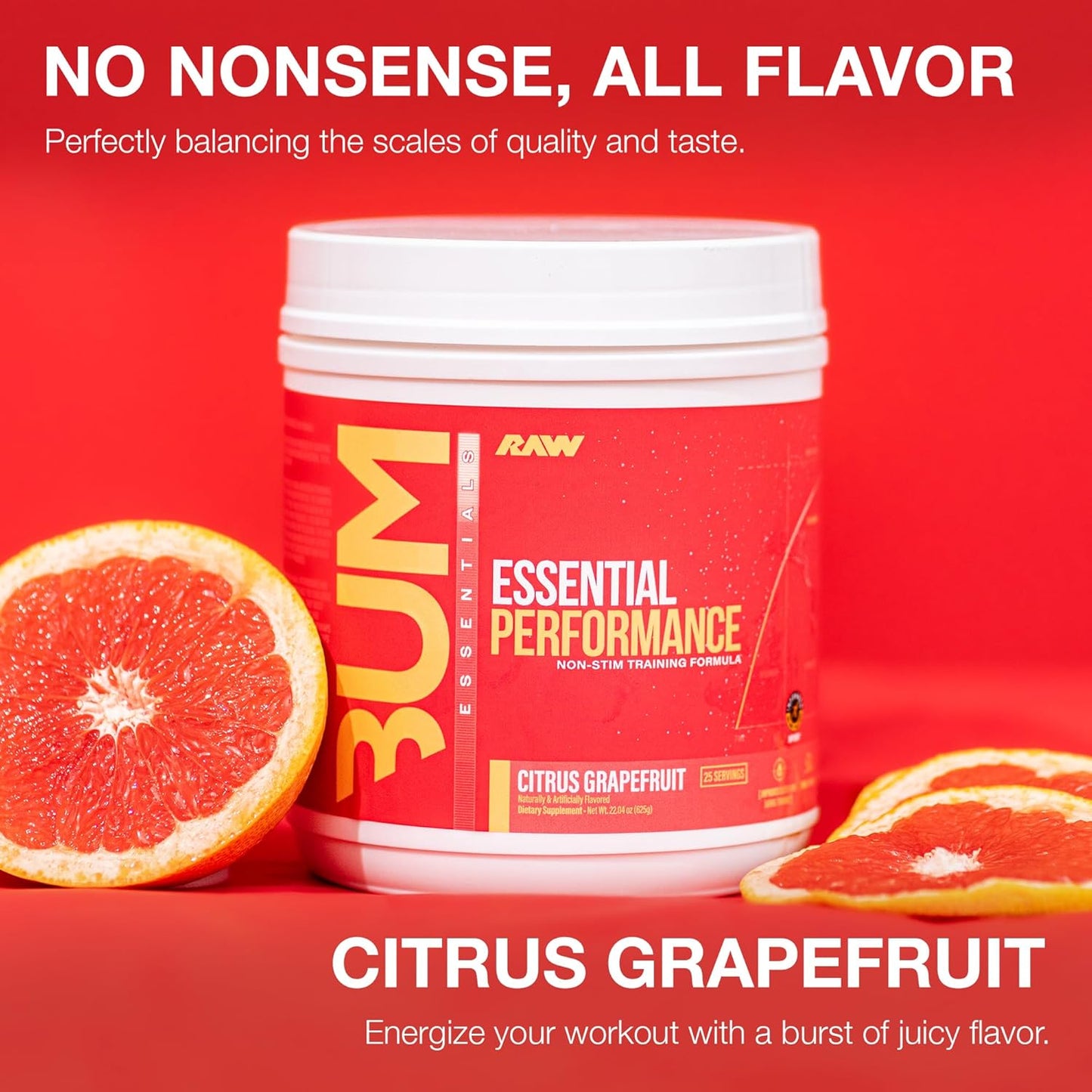 Performance-Boosting Pre-Workout Powder for Endurance & Strength - Caffeine-Free with Creatine Monohydrate, L-Citrulline, & Beta Alanine - Citrus Grapefruit Flavor