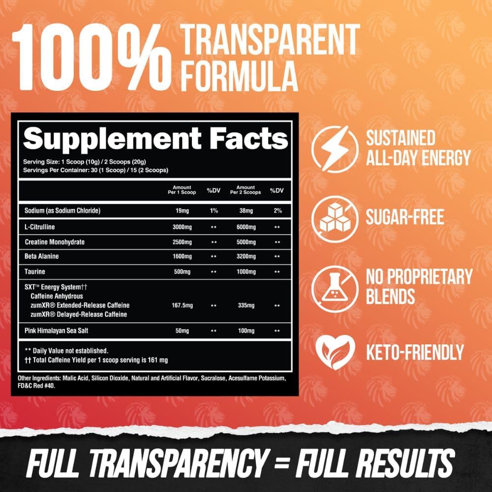 Performance-Boosting Pre Workout Powder with Creatine, Beta Alanine, L-Citrulline, and Caffeine - Fruit Punch Flavor (30 Servings)