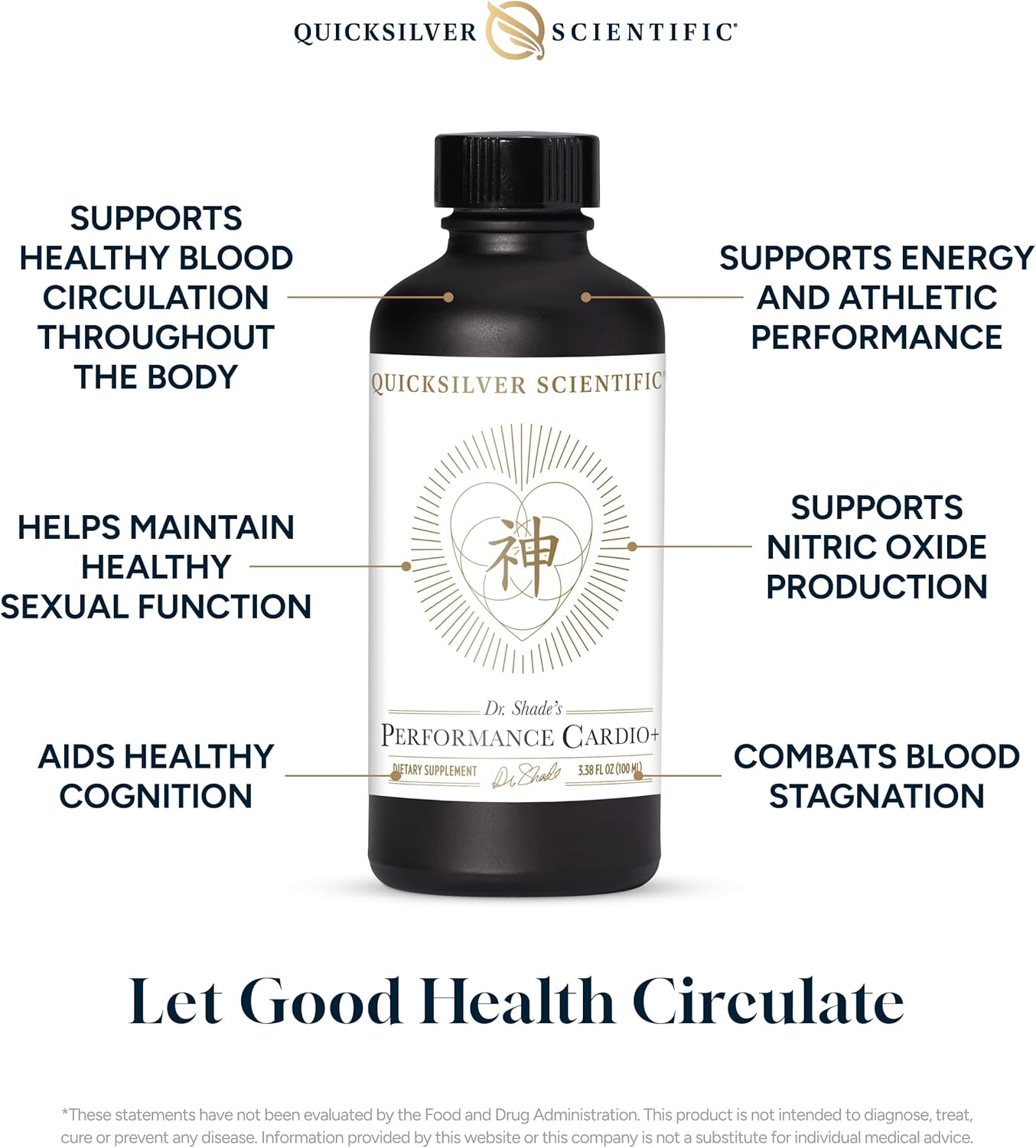 Performance Cardio+ Herbal Supplement for Blood Circulation & Brain Health with Hawthorn Berry, He Shou Wu, & Ginseng Extract - 3.38 oz