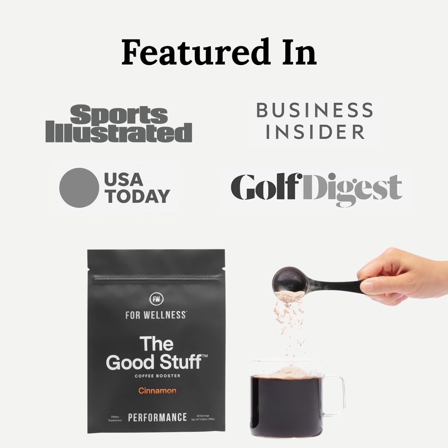 Performance Coffee Supplement with Collagen, MCT, L-Theanine & Cinnamon - Non-Dairy Creamer Powder for Energy & Focus