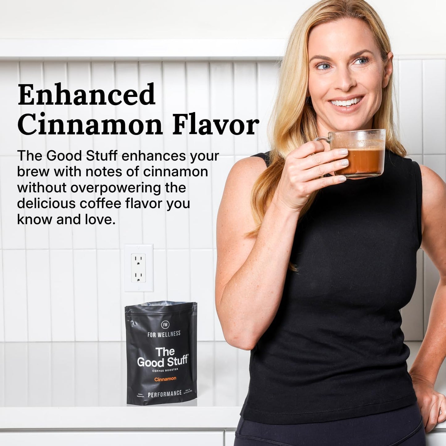 Performance Coffee Supplement with Collagen, MCT, L-Theanine & Cinnamon - Non-Dairy Creamer Powder for Energy & Focus
