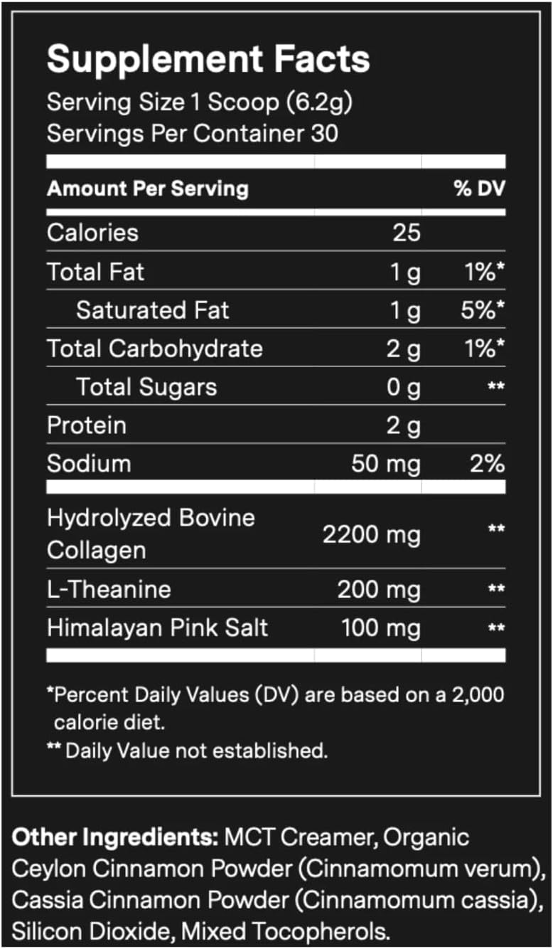 Performance Coffee Supplement with Collagen, MCT, L-Theanine & Cinnamon - Non-Dairy Creamer Powder for Energy & Focus