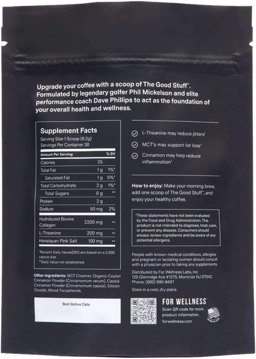 Performance Coffee Supplement with Collagen, MCT, L-Theanine & Cinnamon - Non-Dairy Creamer Powder for Energy & Focus