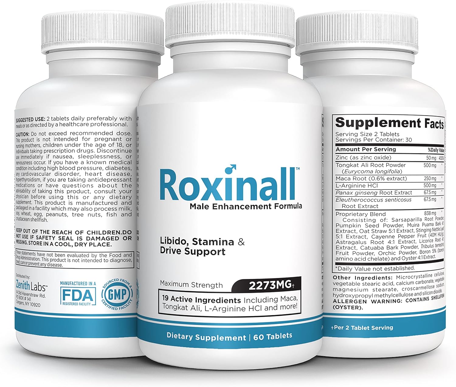 Performance & Endurance Boost with Roxinall Stamina Pills for Men - 60 Capsules - L Arginine & Maca Formula