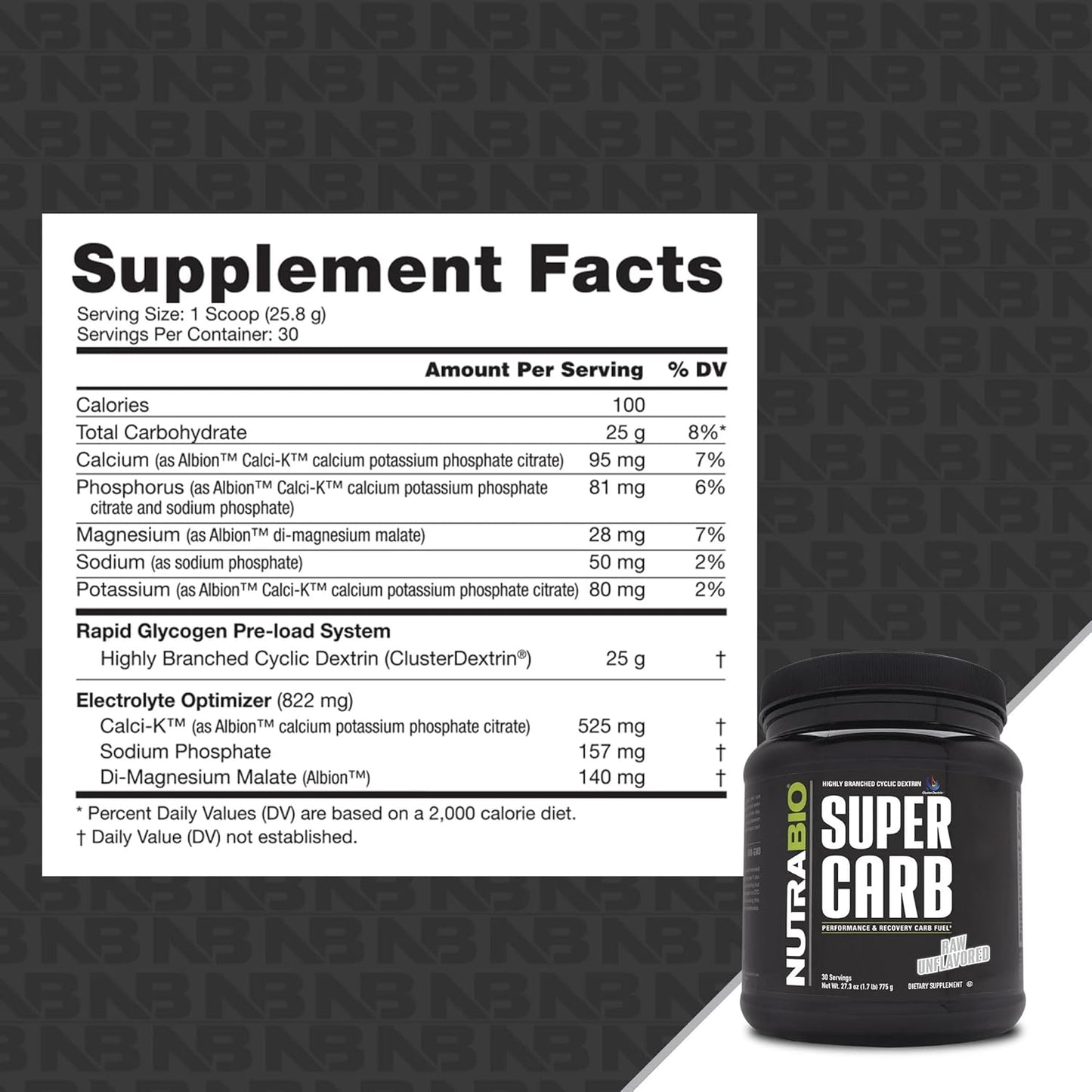Performance-Enhancing Cluster Dextrin Carb Supplement with Electrolytes - Unflavored Powder for Muscle Recovery - 30 Servings