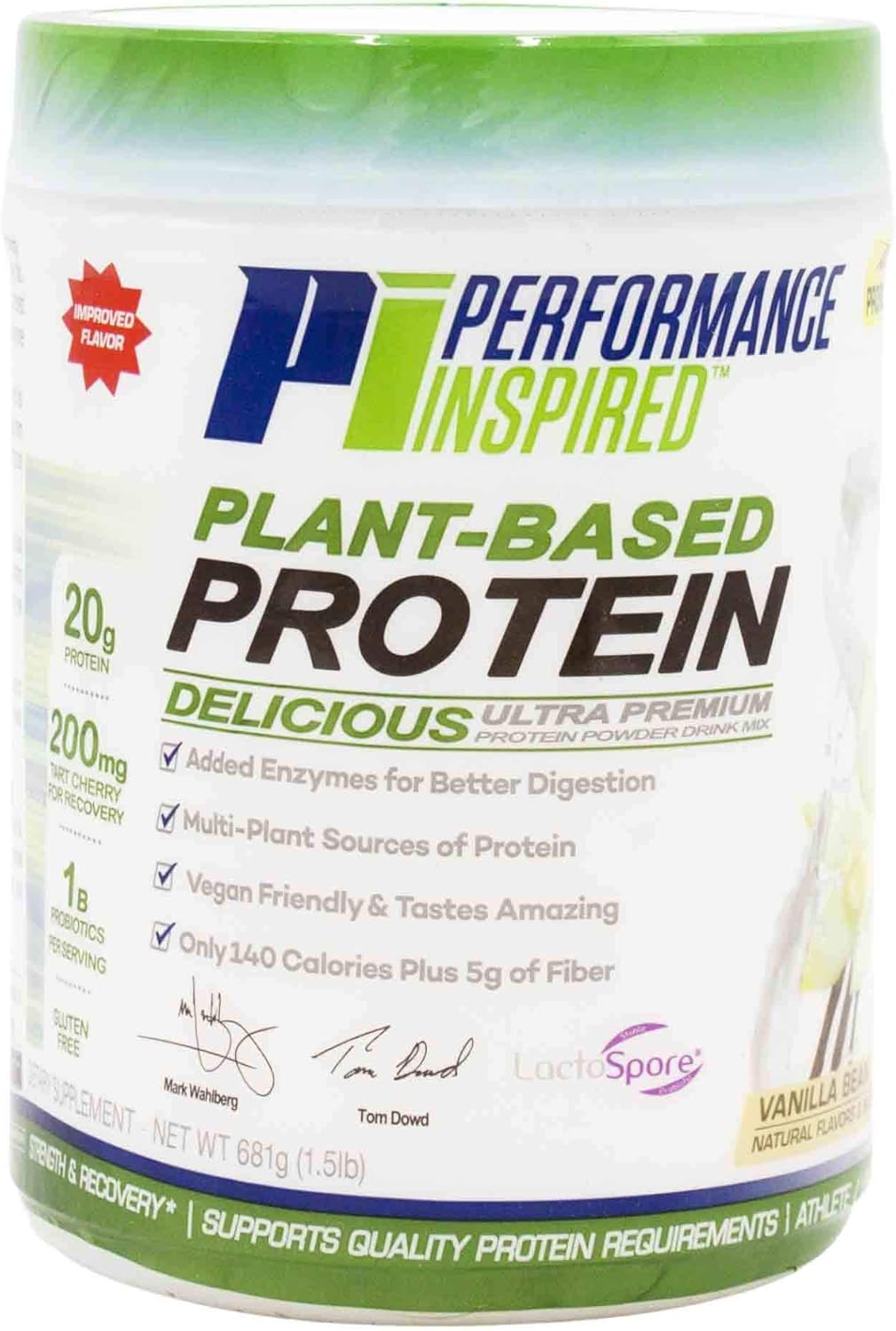Performance Inspired Plant-Based Protein Powder with 20G Protein, Probiotics, Digestive Enzymes, and Fiber - Vanilla Bean - 1.5lb