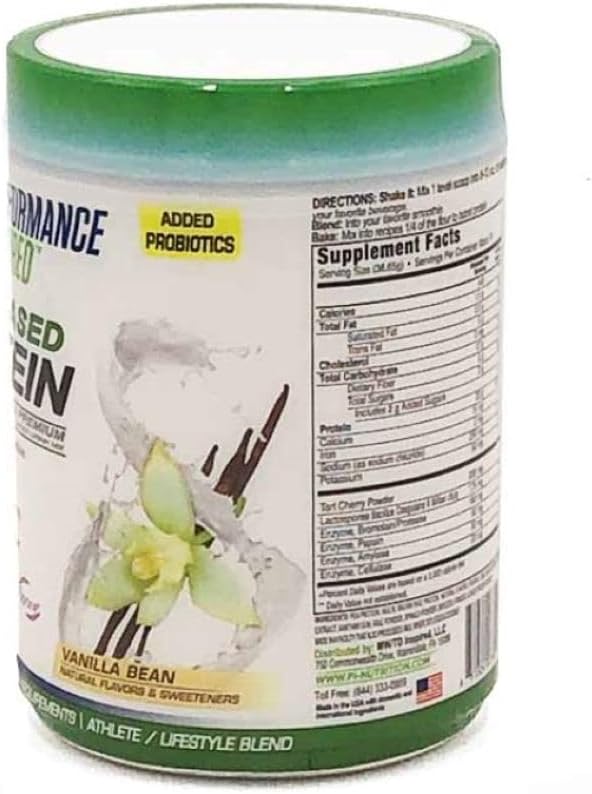 Performance Inspired Plant-Based Protein Powder with 20G Protein, Probiotics, Digestive Enzymes, and Fiber - Vanilla Bean - 1.5lb