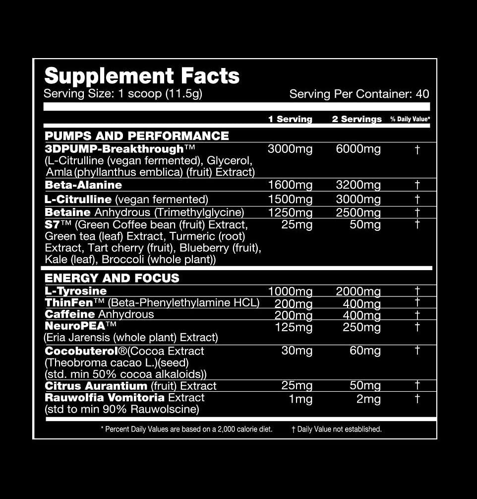 Performax Labs HyperMax 3D Extreme Pre-Workout Supplement - Boost Energy, Endurance, Focus, and Mood with High Stim Vasodilator (Hawaiian Papaya Pineapple)