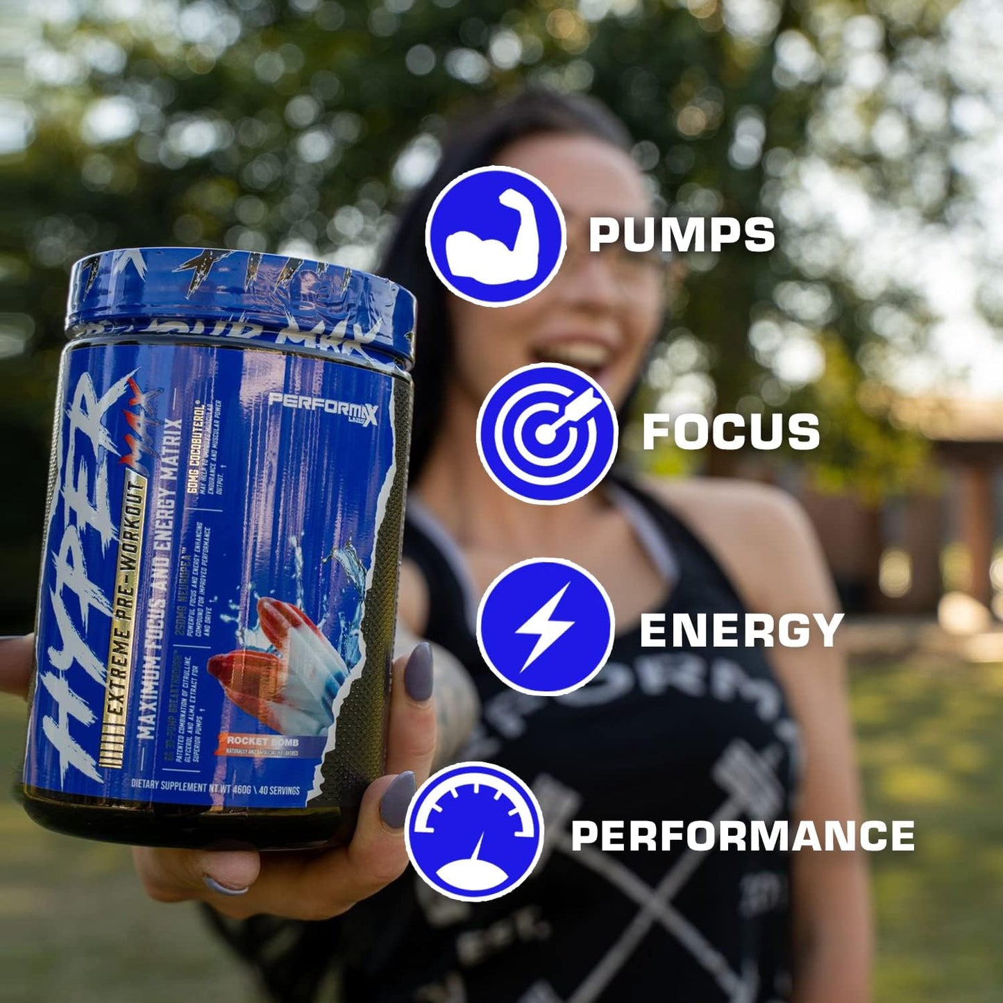 Performax Labs HyperMax 3D Extreme Pre-Workout Supplement - Boost Energy, Endurance, Focus, and Mood with High Stim Vasodilator (Hawaiian Papaya Pineapple)