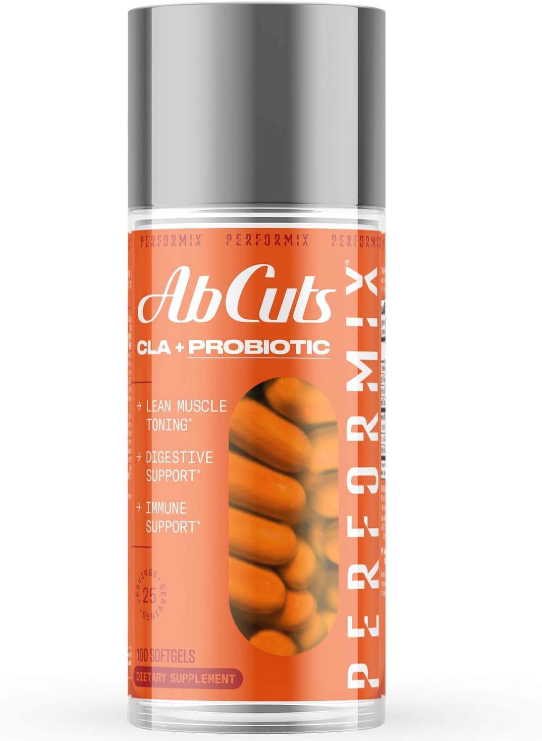 Performix AbCuts CLA + Probiotics Soft Gels for Lean Muscle Growth, Energy, and Digestive Health - Men & Women - 100 Count