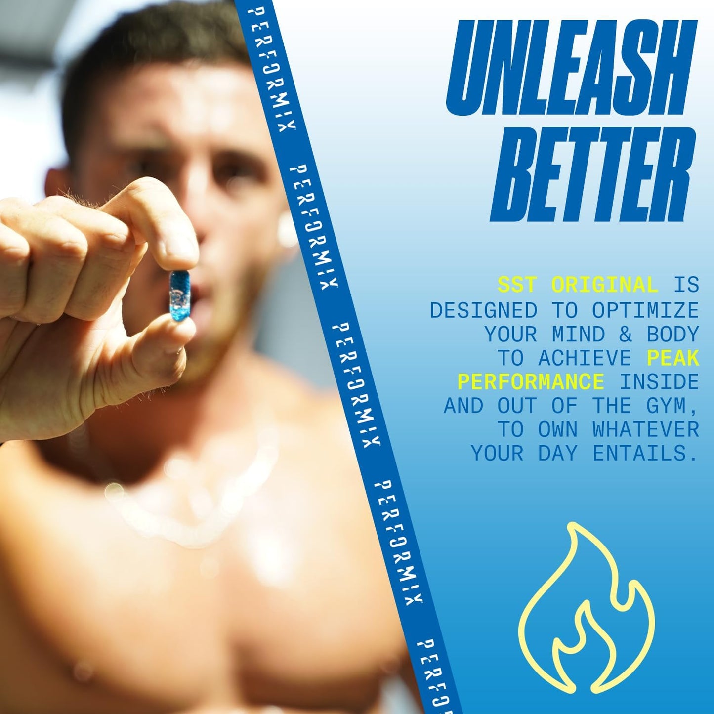 Performix SST Original Pre Workout Energy Supplement with 250mg Caffeine for All Day Focus and Energy Boost - 60 Capsules for Men and Women