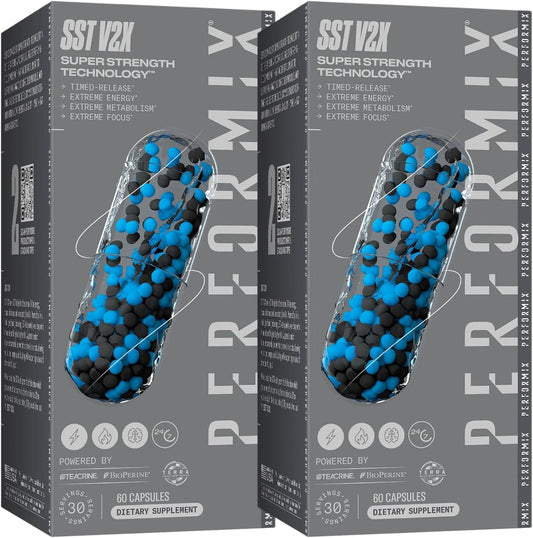 Performix SST V2X Pre Workout Capsules - 300mg Caffeine - Energy Supplements for All-Day Focus & Mood Boost - Thermogenic Nootropic for Men & Women