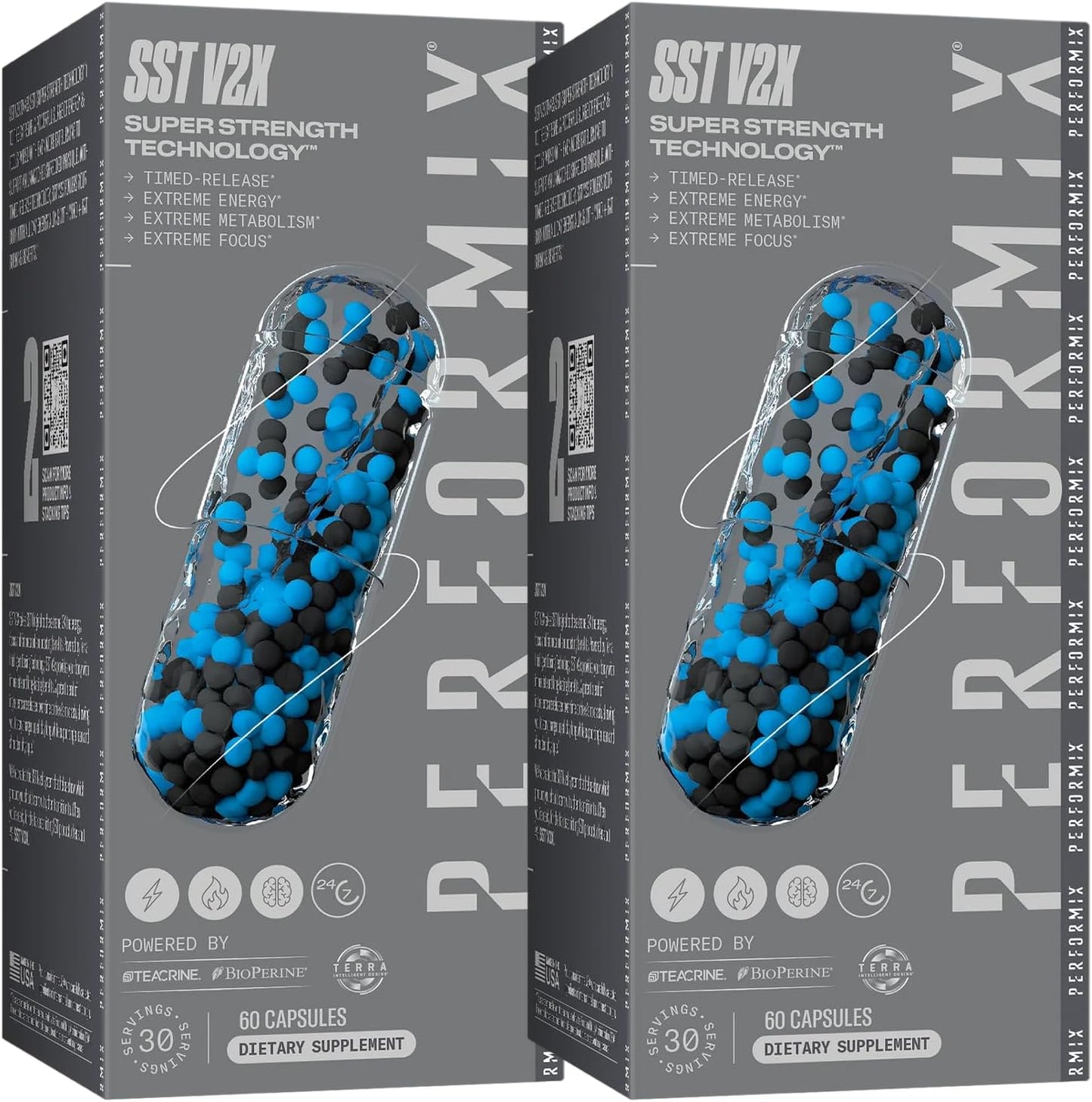 Performix SST V2X Pre Workout Capsules - 300mg Caffeine - Energy Supplements for All-Day Focus & Mood Boost - Thermogenic Nootropic for Men & Women