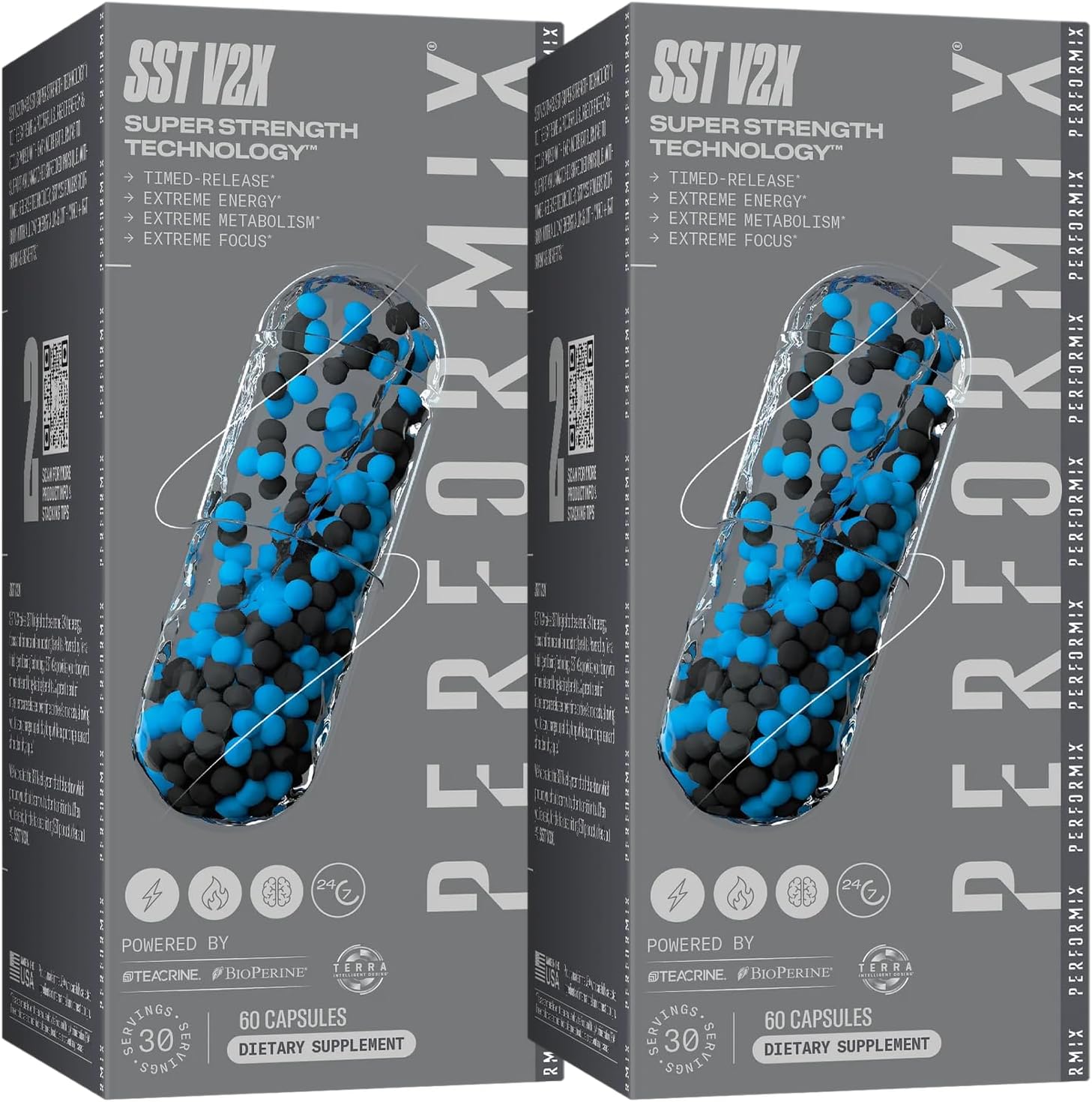 Performix SST V2X Pre Workout Capsules - 300mg Caffeine - Energy Supplements for All-Day Focus & Mood Boost - Thermogenic Nootropic for Men & Women