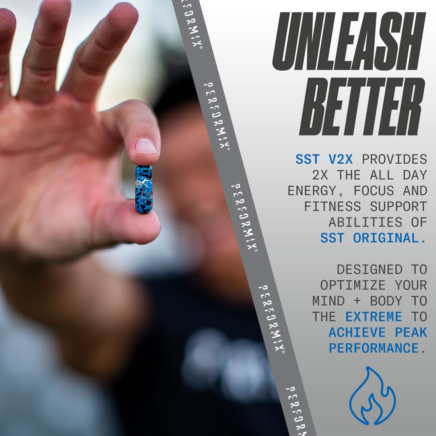 Performix SST V2X Pre Workout Capsules - 300mg Caffeine - Energy Supplements for All-Day Focus & Mood Boost - Thermogenic Nootropic for Men & Women