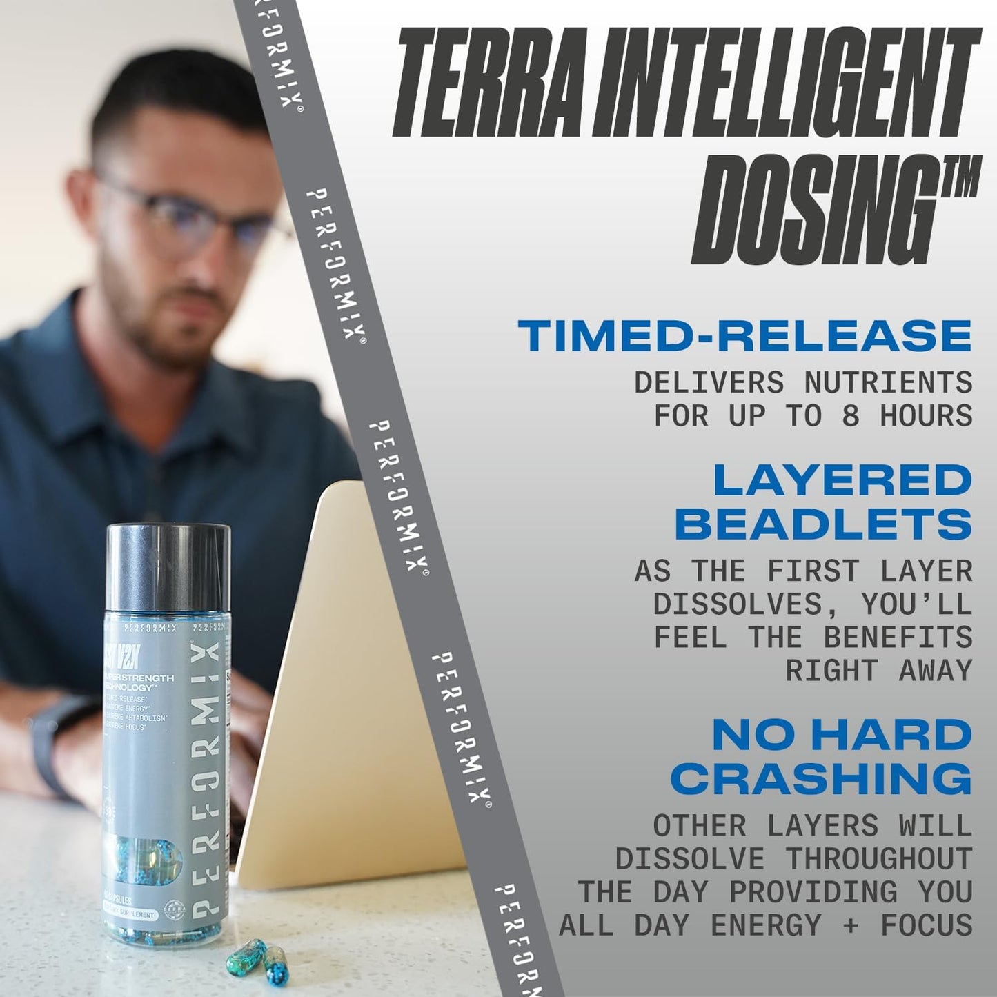 Performix SST V2X Pre Workout Capsules - 300mg Caffeine - Energy Supplements for All-Day Focus & Mood Boost - Thermogenic Nootropic for Men & Women