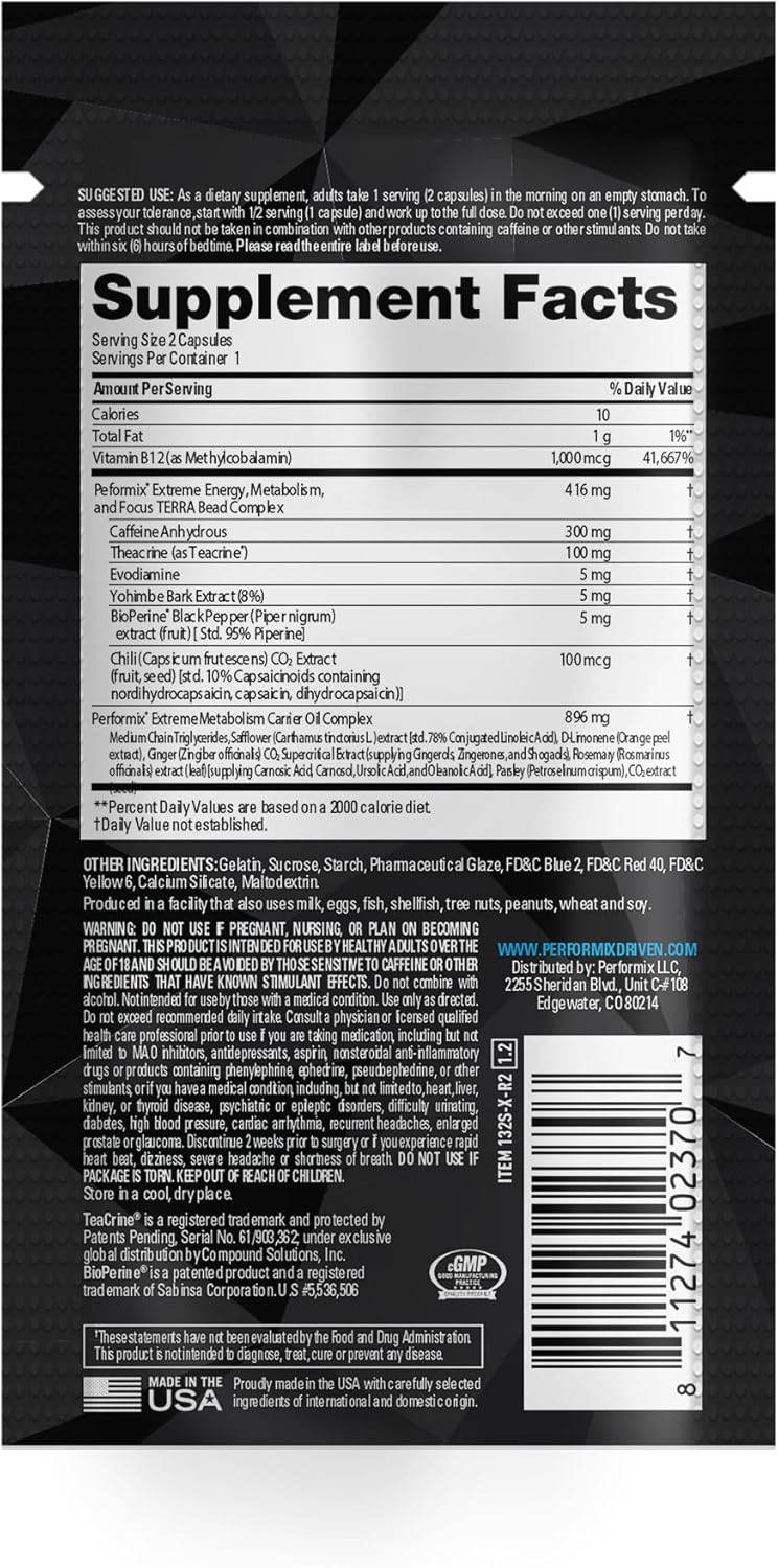 PERFORMIX SST V2X Pre Workout Energy Supplements with 300 mg Caffeine for All Day Focus and Energy Boost