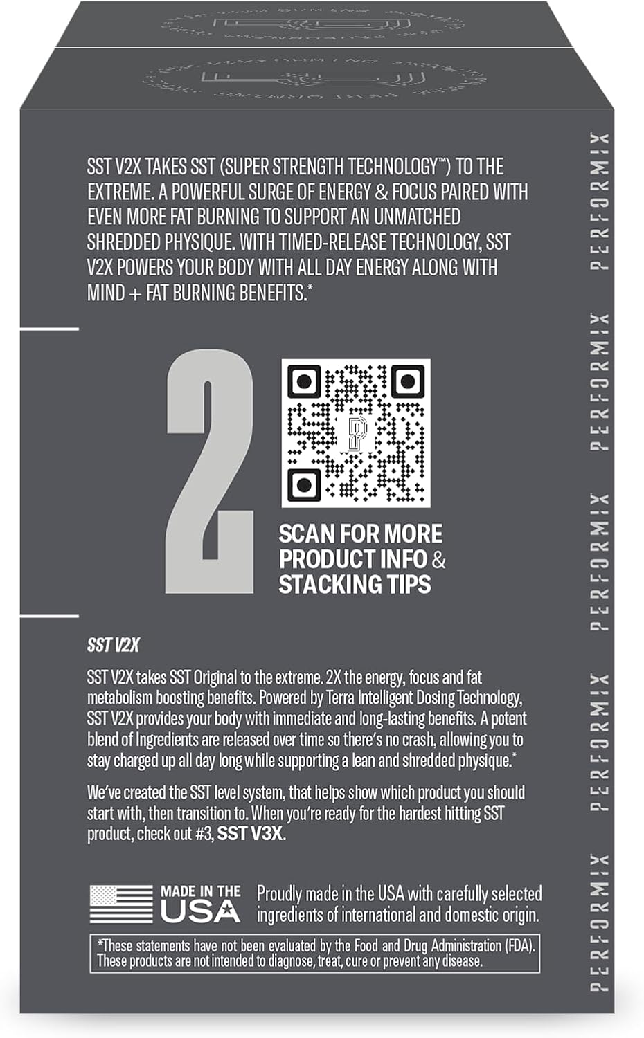 Performix SST V2X Pre Workout Energy Supplements with 300mg Caffeine for All Day Focus & Energy Boost - Nootropic Formula for Men & Women - 80 Capsules