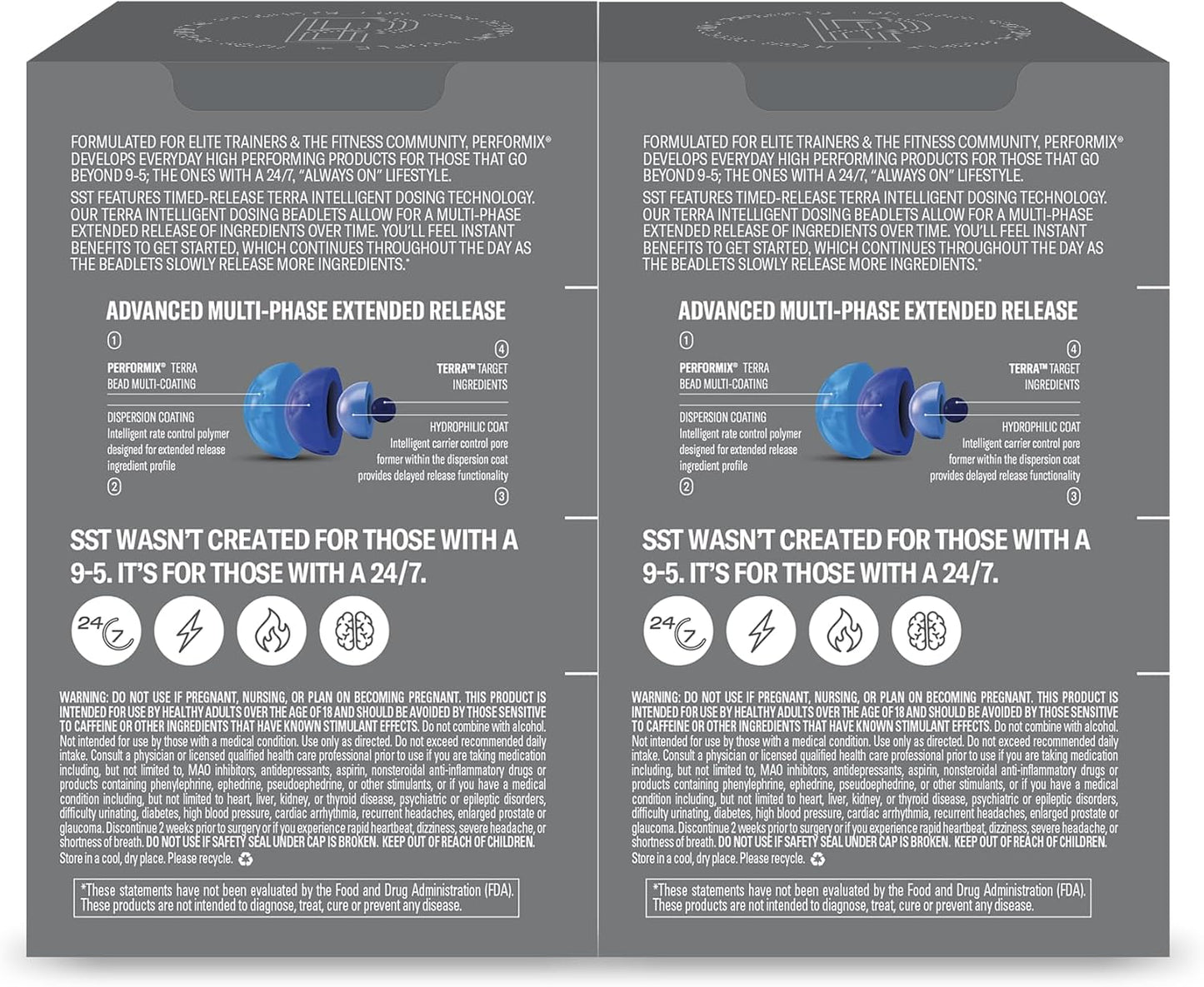 Performix SST V2X Pre Workout Energy Supplements with 300mg Caffeine for All Day Focus & Energy Boost - Nootropic Formula for Men & Women - 80 Capsules