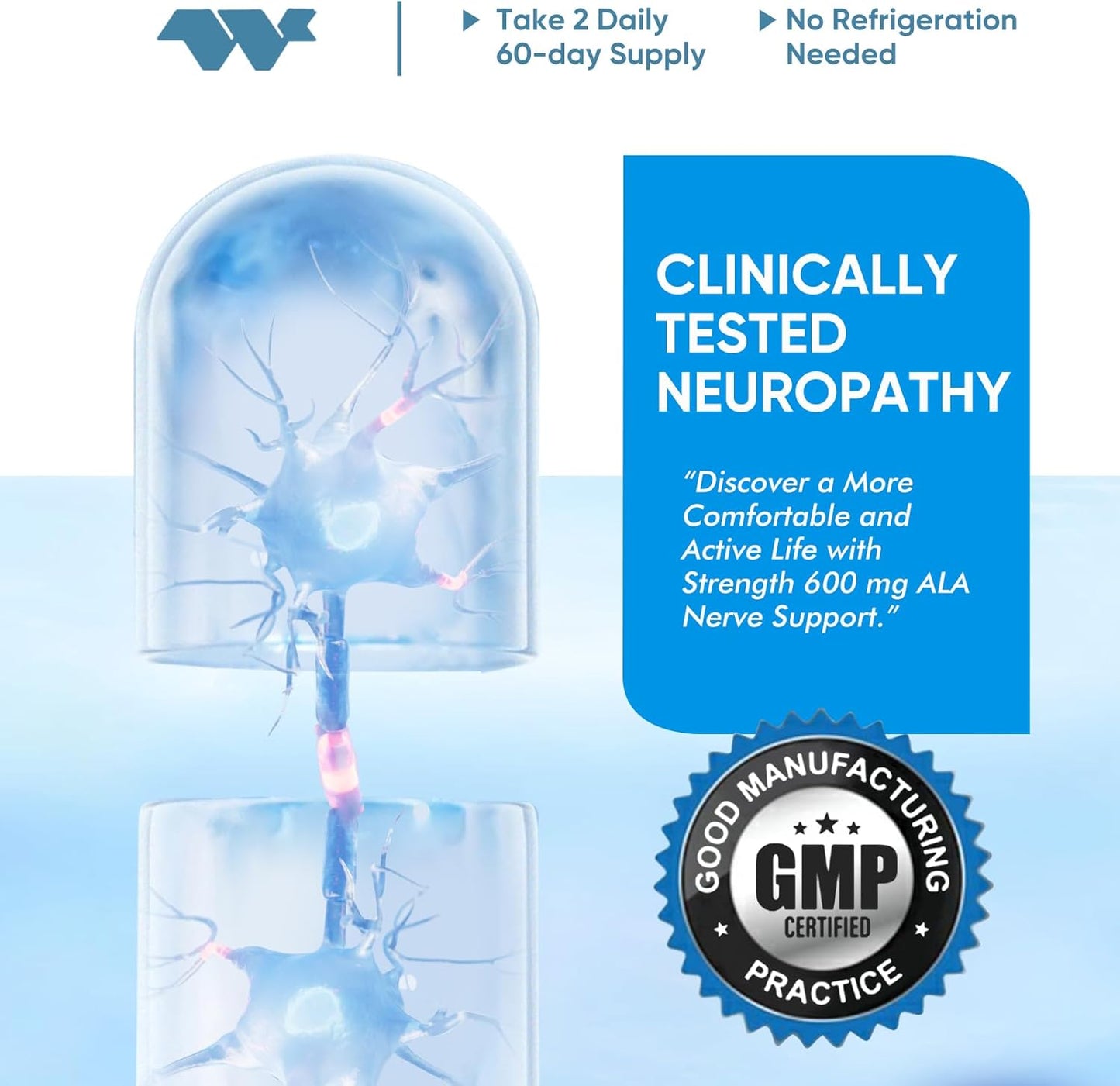Peripheral Neuropathy Support Supplement with 600mg Alpha Lipoic Acid - Nerve Fortification for Hands, Feet, Fingers, & Toes - 120 Capsules