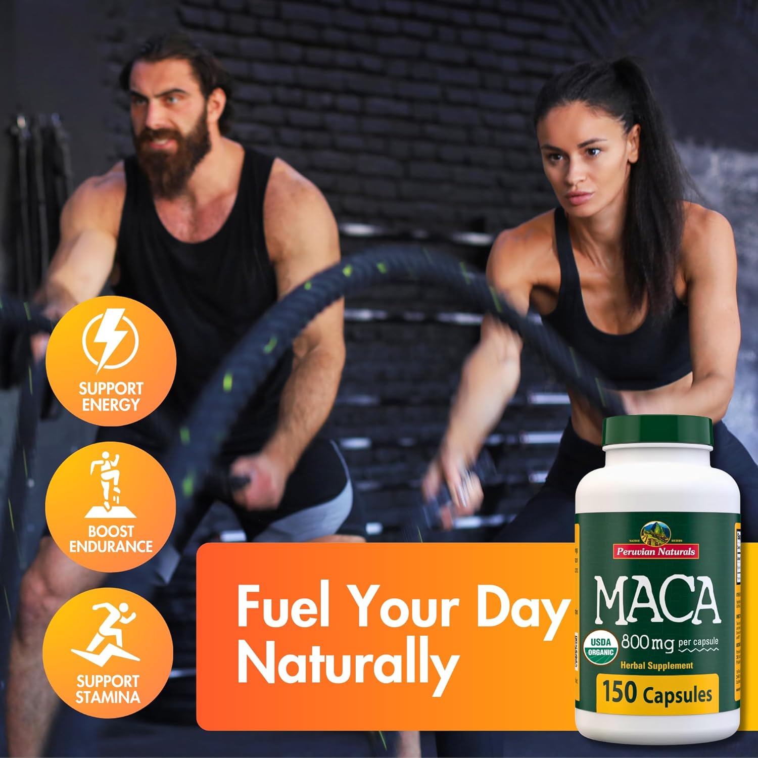Peruvian Naturals Organic Maca Root Capsules 2400mg - 150 Pills Black, Red, Yellow Maca Supplement for Women & Men - Gelatinized, Non-GMO, Vegan
