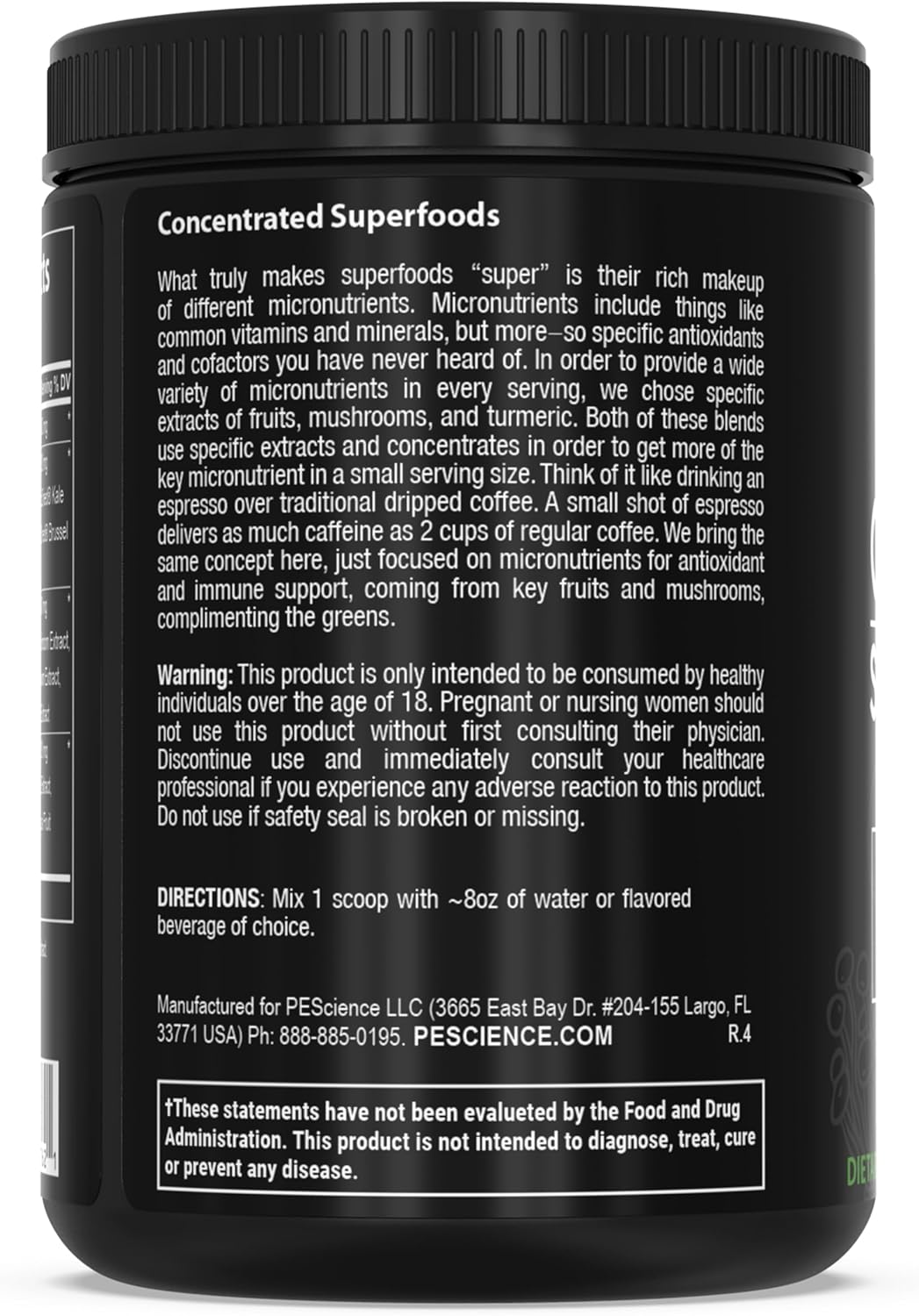 PEScience Lime Greens Superfoods Powder - 30 Servings, Natural Chlorophyll & Turkey Tail Mushroom Blend