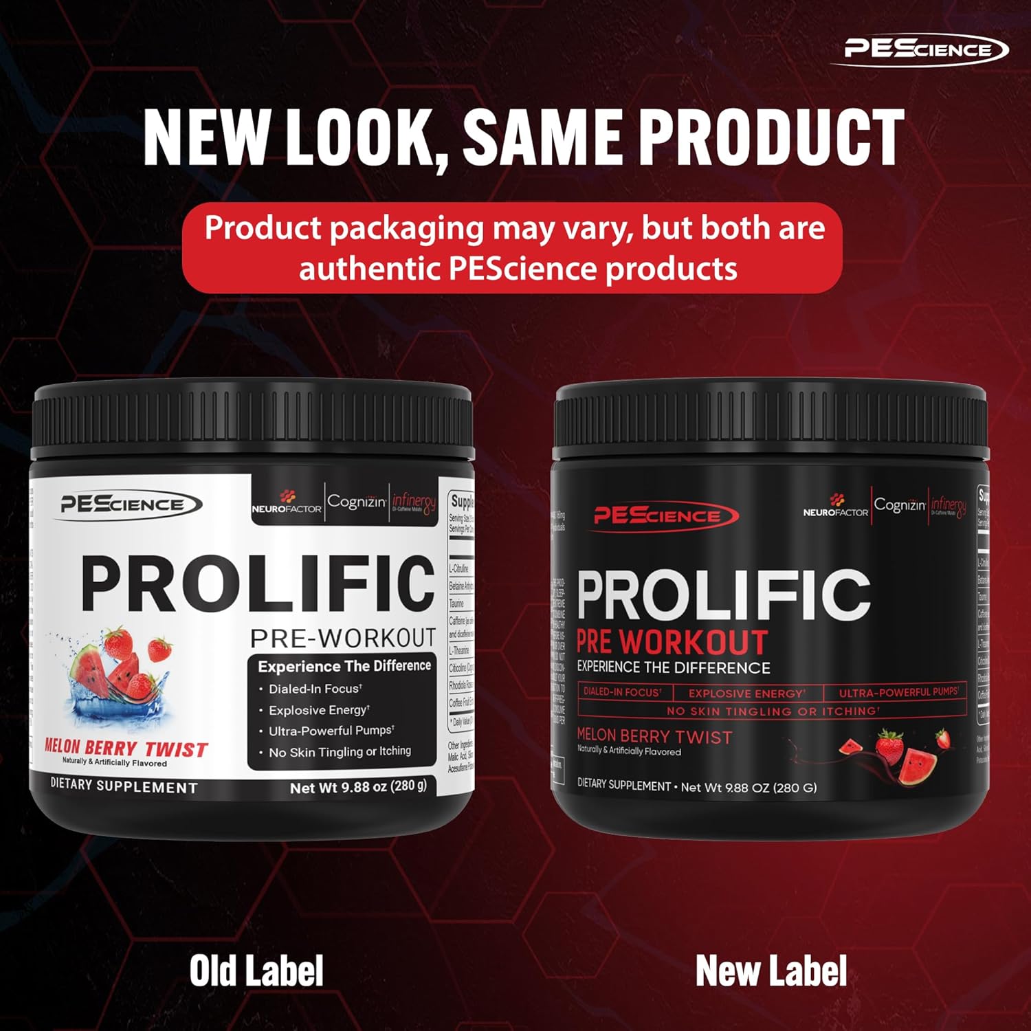 PEScience Prolific Pre Workout Energy Supplement - Melon Berry Twist Flavor - 40 Scoops - Includes Nitric Oxide Booster